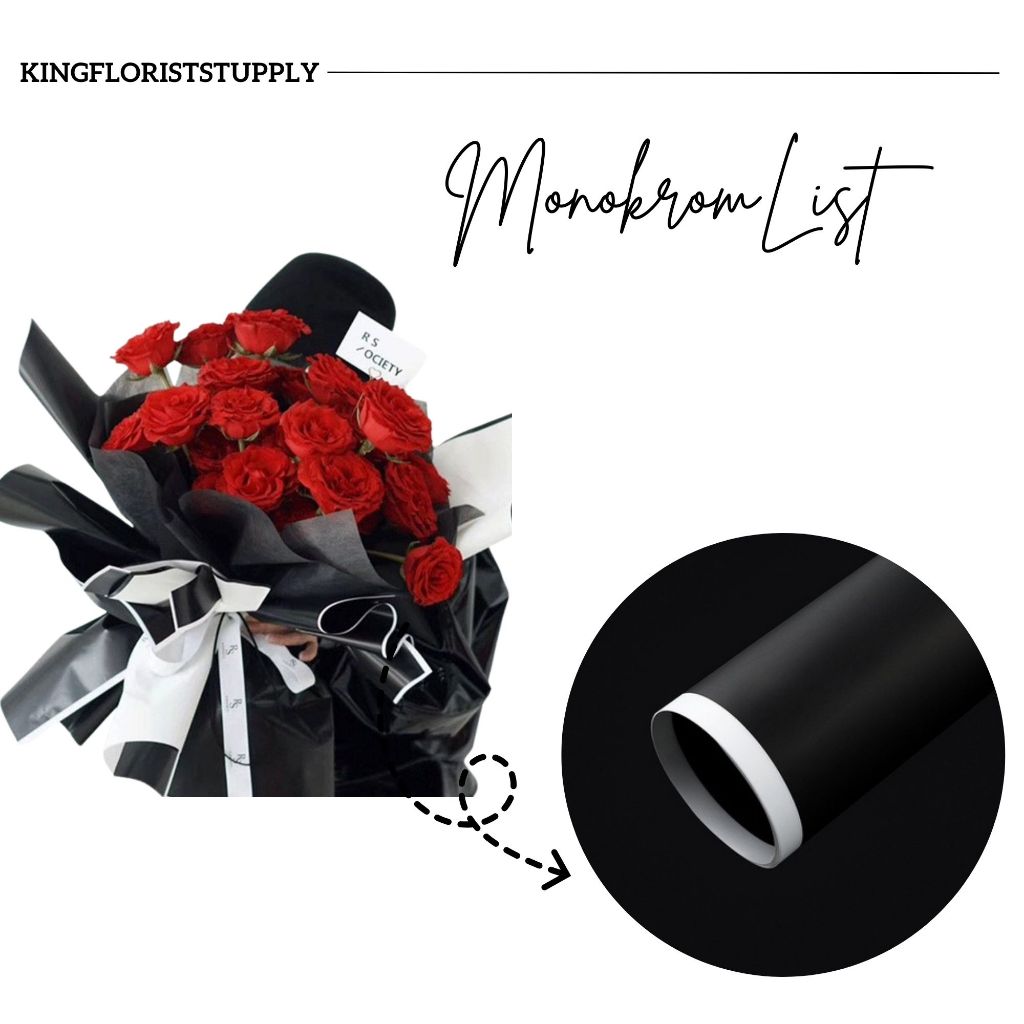 

Kertas Pembungkus Warna Monokrom Wrapping Paper Line Black or White Frame Cellophane Kado/Buket