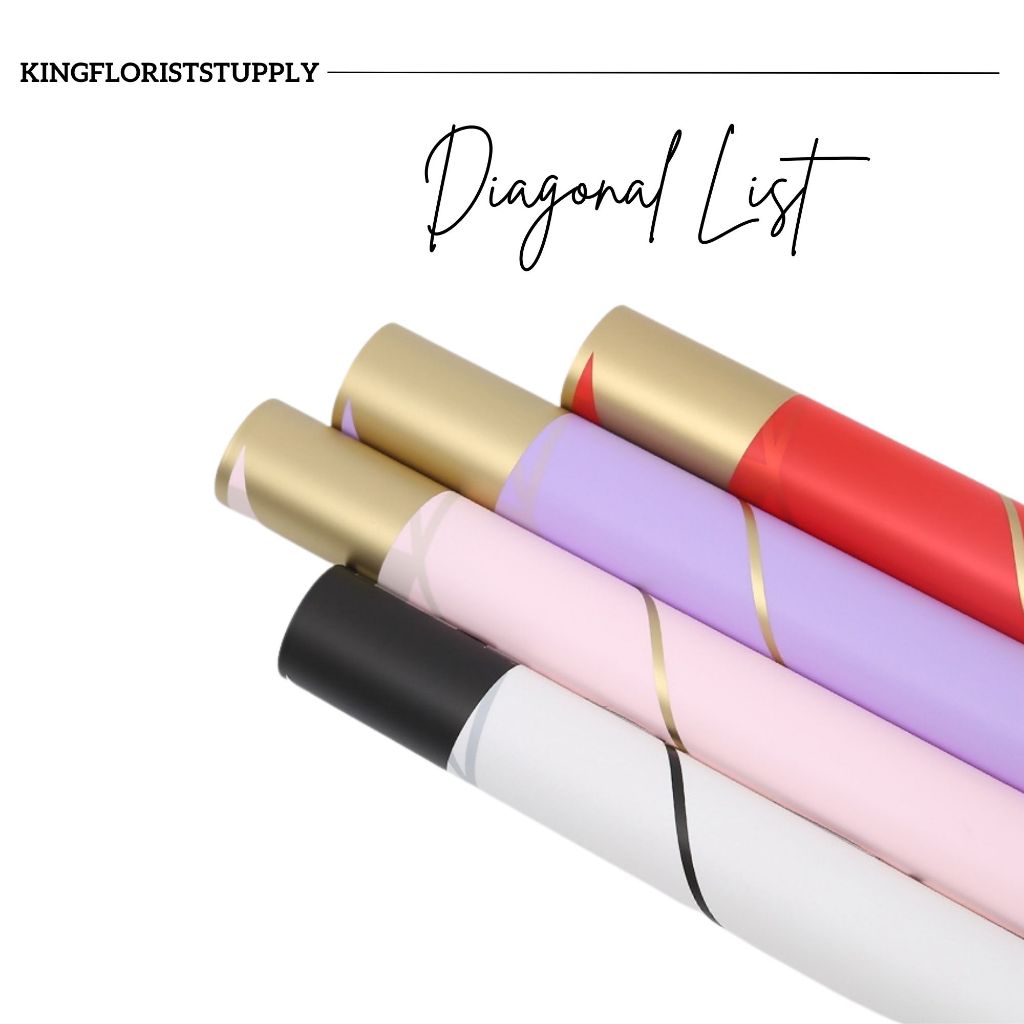 

Kertas Pembungkus Kado / Buket Bunga / Cellophane / Diagonal List Gold Flower Wrapping Paper