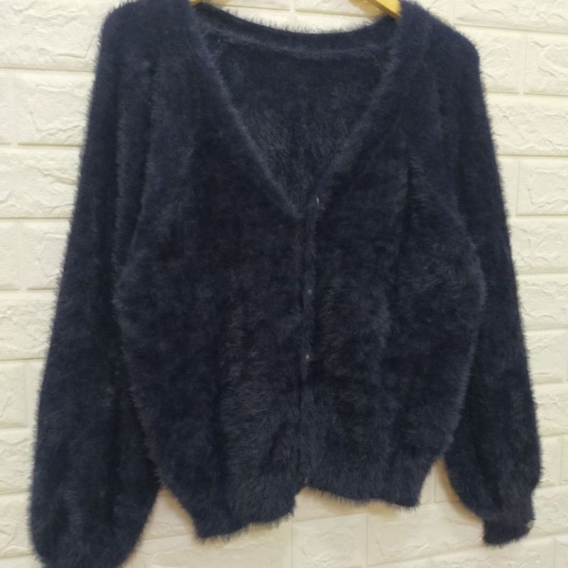 Rope Picnic Fuzzy Navy Cardigan Bulu