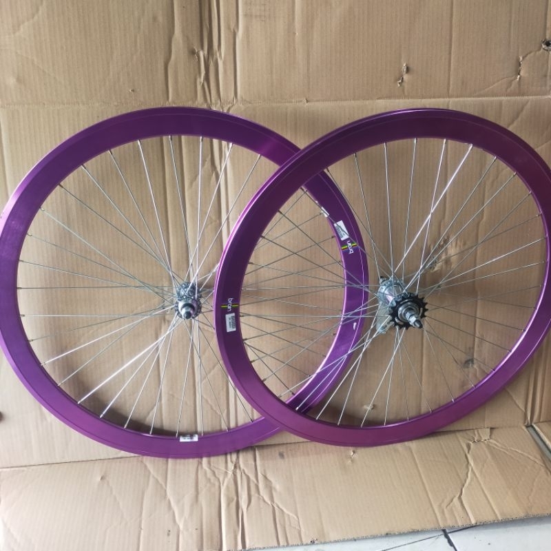 wheelset 700c brain hub terpedo velgset roda sepeda fixie velg set depan belakang rem terpedo