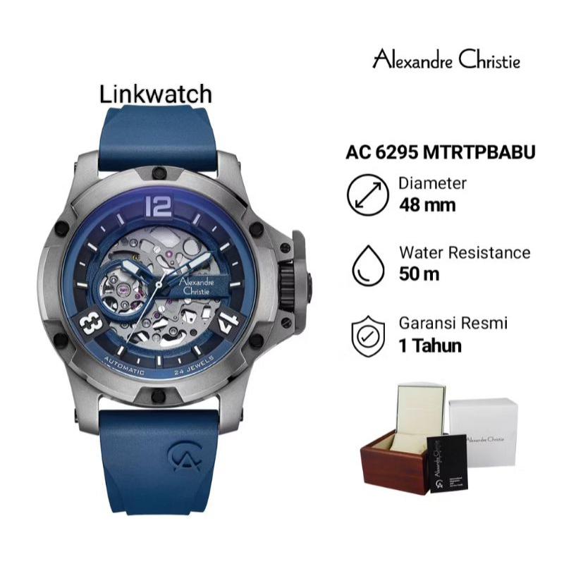 Alexander Christie AC 6295 Automatic MTRTPBABU Jam Tangan Pria Rubber Chronograph Original