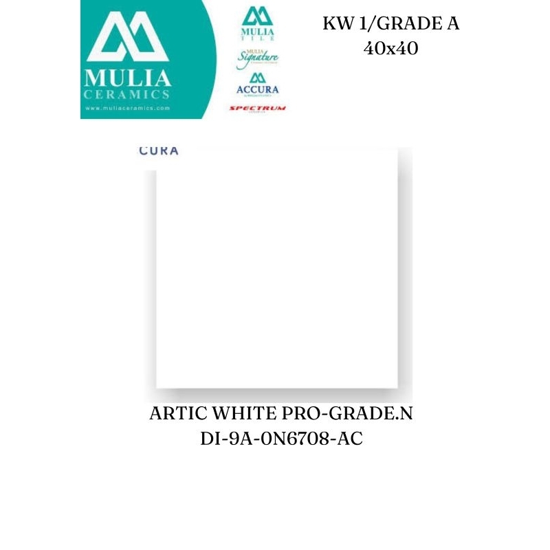 KERAMIK PUTIH POLOS 40X40/MULIA/ACCURA/KULIT JERUK/LANTAI