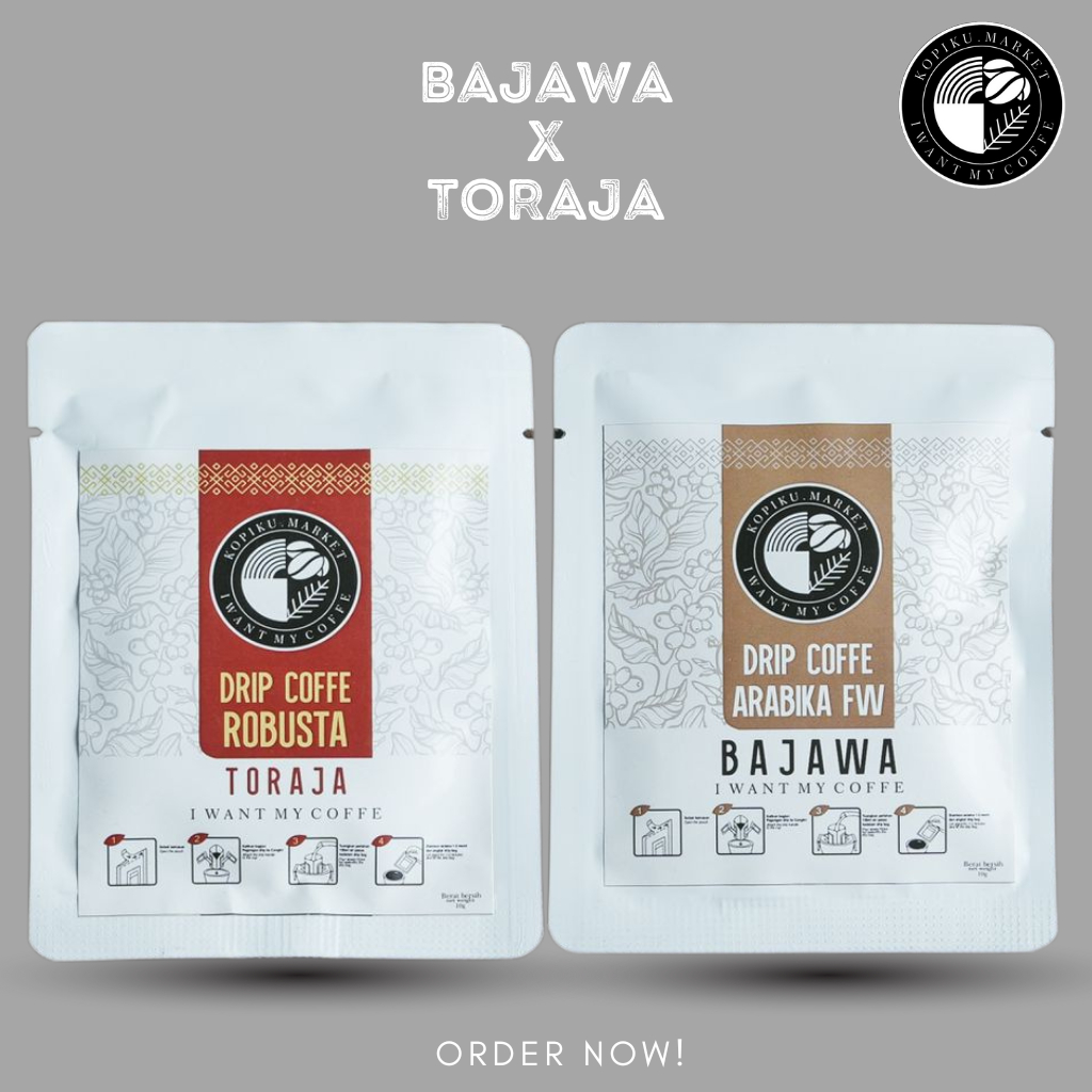 

Kopi Hitam Drip Bag Sachet Toraja x Bajawa Coffee Arabika Lokal Espresso Tanpa Ampas Instant Kopiku