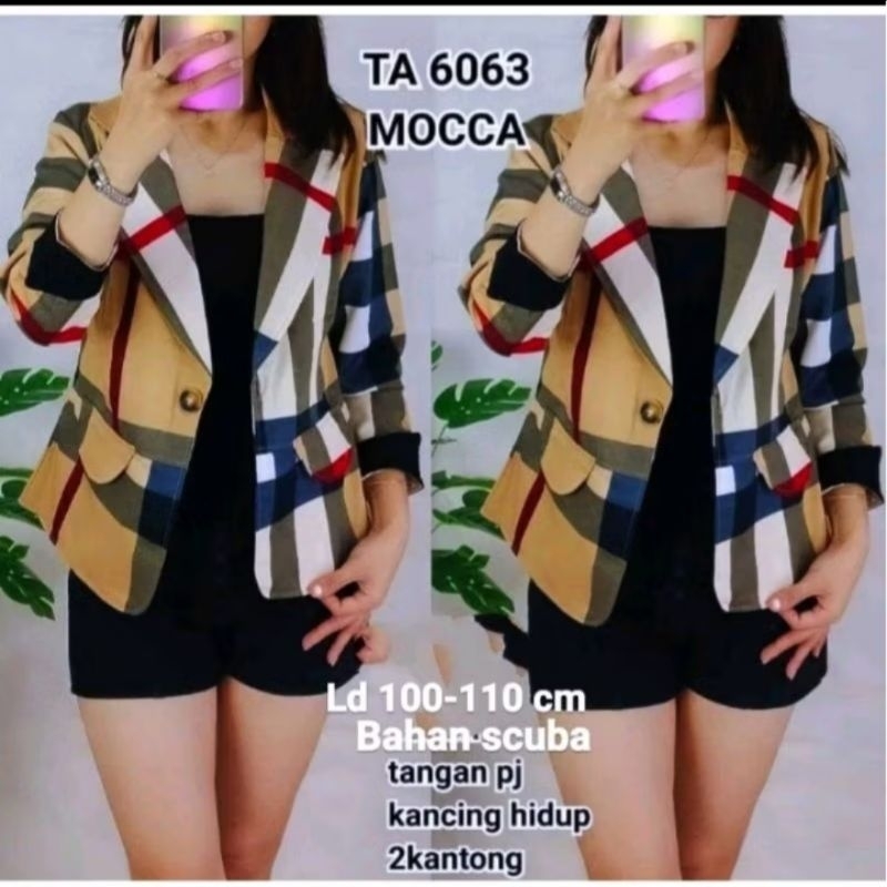 BLAZER WANITA MOTIF KOTAK IMPORT TERBARU