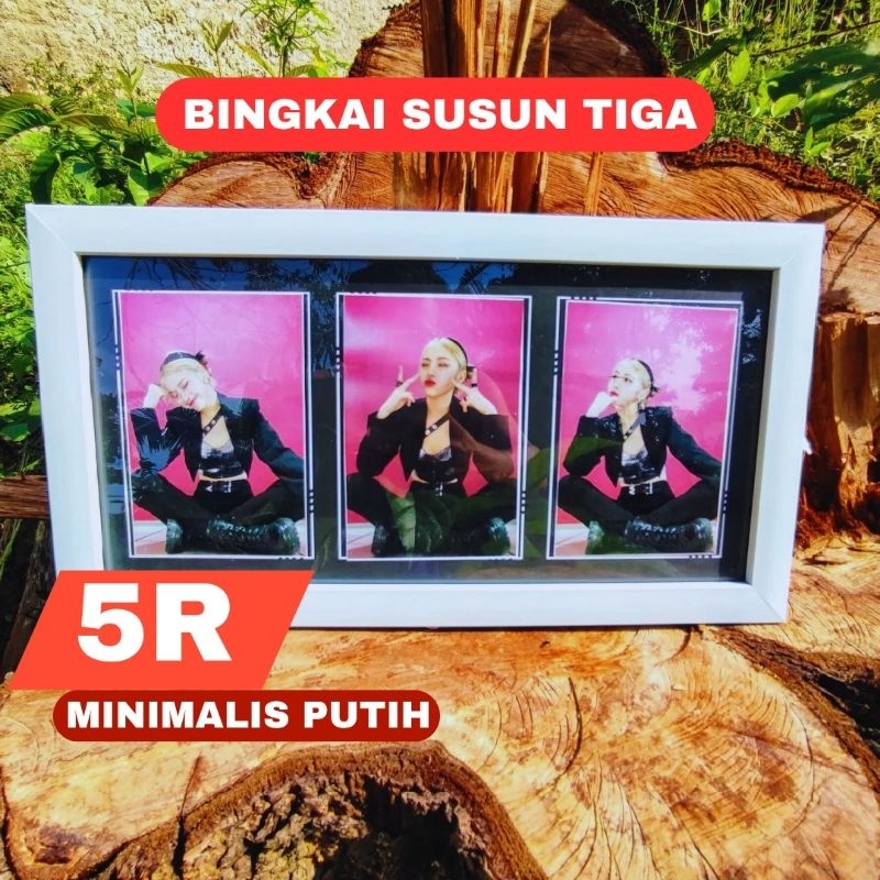 BINGKAI 5R SUSUN TIGA / FRAME PIGURA FOTO 5R TINGKAT TIGA MINIMALIS PUTIH