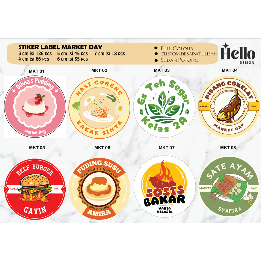 (FREE CUSTOM) Sticker Market Day / Stiker market day / stiker tugas jualan anak sekolah