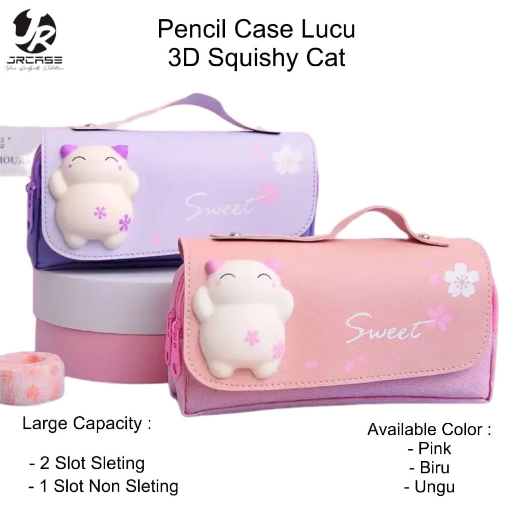 

Kotak Pensil Lucu Anak 3D Squishy Cat Kucing Perempuan Cewek Tempat Pensil Unik Pencil Case Souvenir Gift Hadiah Ultah