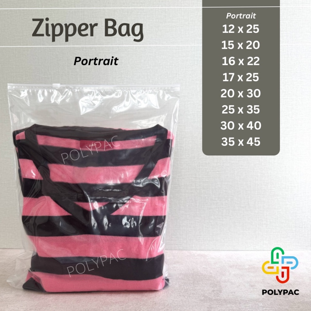 

[PORTRAIT] [Per Lembar] Zipper Bag / Travel Pouch PE Bening - Plastik Bungkus Baju Resleting Zip Lock