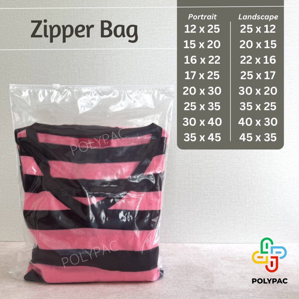 

[Per LEMBAR] Zipper Bag / Travel Pouch PE Bening / Ziplock - Plastik Bungkus Baju Resleting Zip Lock