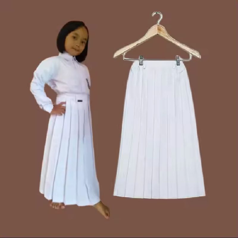 Rok Putih Bawahan Rempel Panjang Seragam Sekolah SD/MI Anak Perempuan