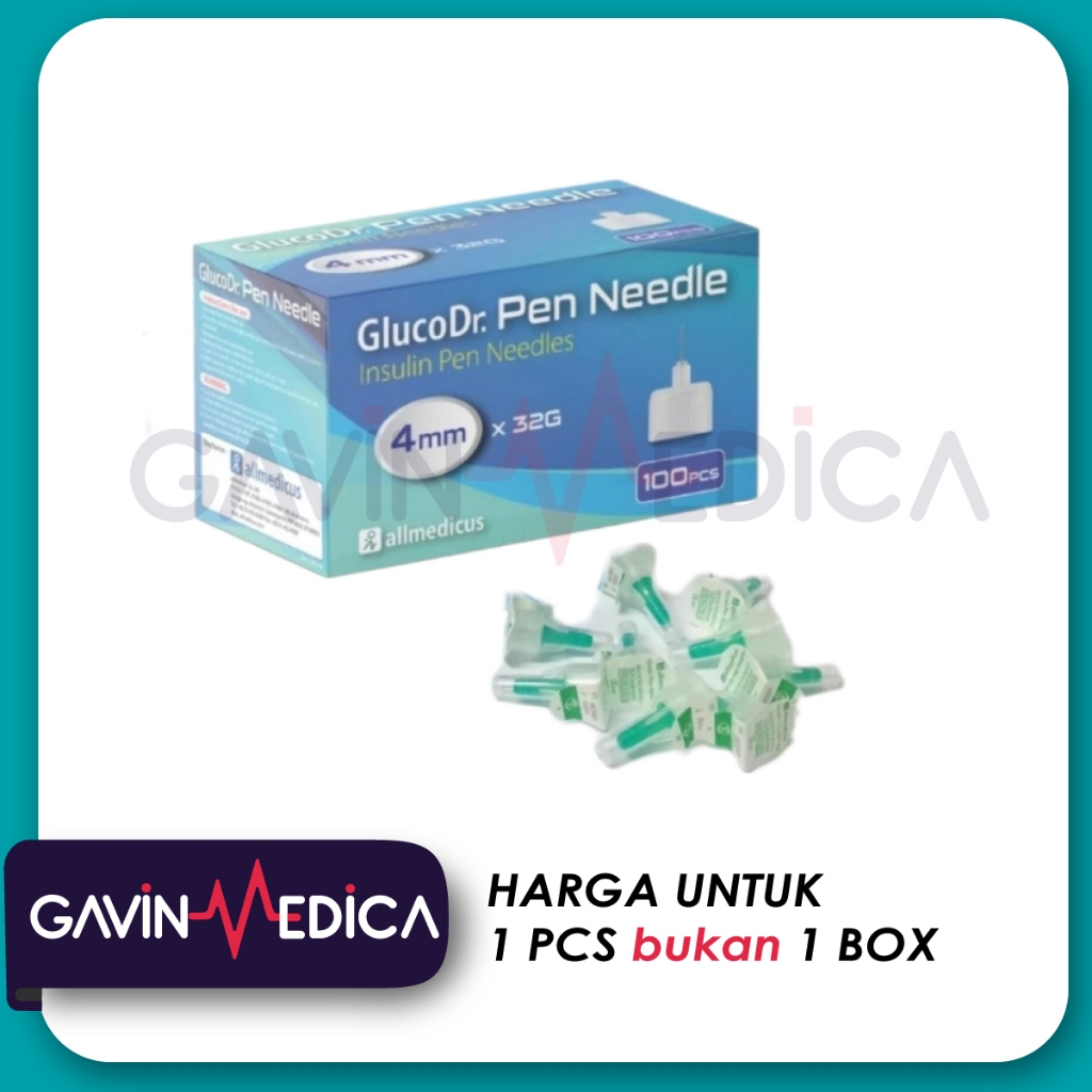 GLUCODR Pen Needle Insulin 4mm x 32G - Jarum Pen Insulin (Satuan)