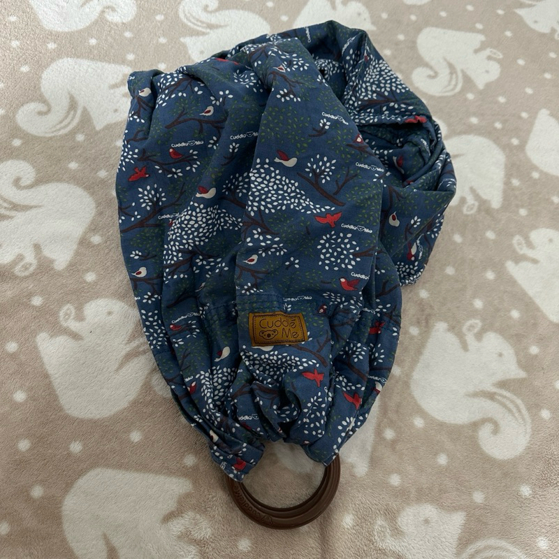 [PRELOVED] Cuddle Me Bamboo Ring Sling Gendongan Bayi - Birds Navy