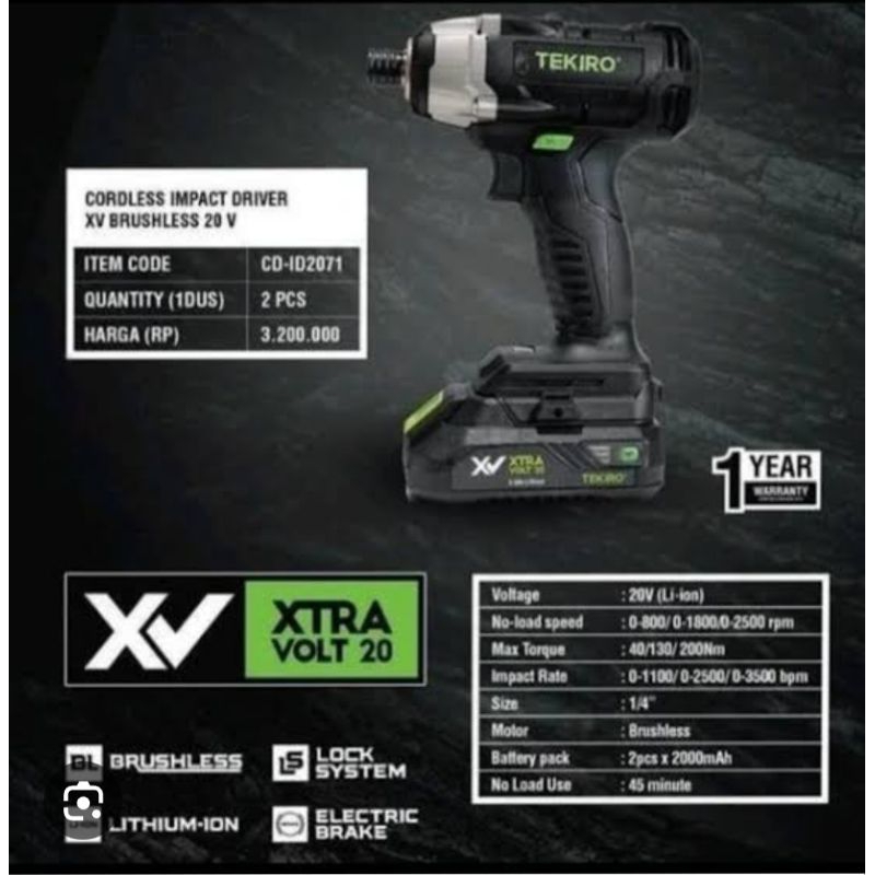 Cordless Impact Driver 20V TEKIRO (CD-ID20V)