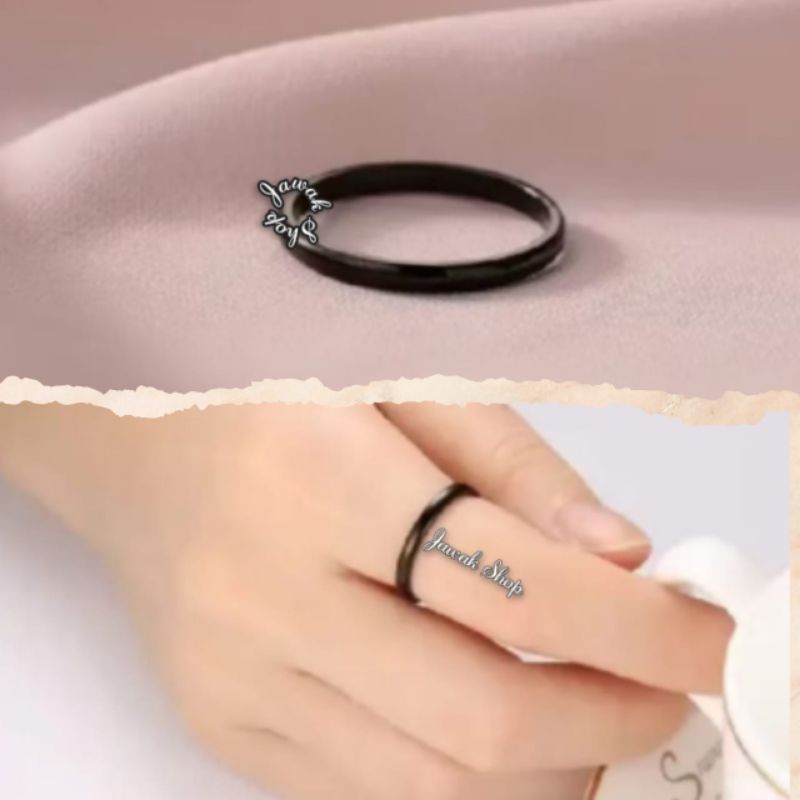 CINCIN HITAM CINCIN TIPIS OVAL TITANIUM 2MM ANTI KARAT D563