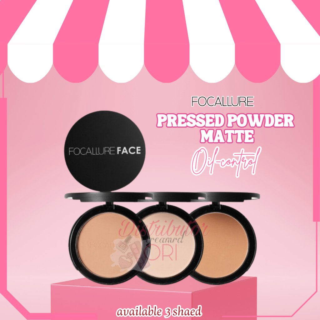 [ORI BPOM] FOCALLURE Oil-control Pressed Powder With Sponge Matte | Bedak Padat Natural Matte Settin