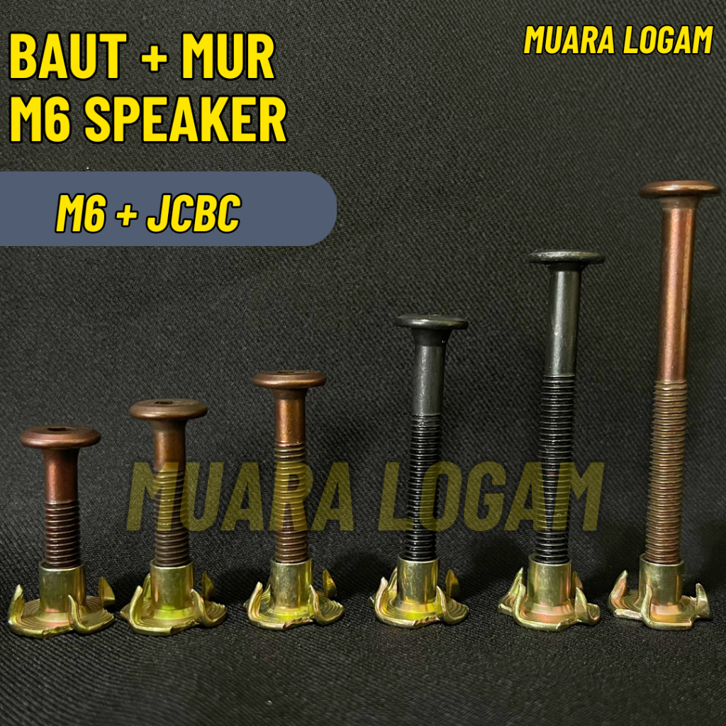 Baut JCBC + Mur Cakar box speaker M6 Mur cakar (baut+mur) baut JCBC M6 x 20/30/40/60 bahan baja