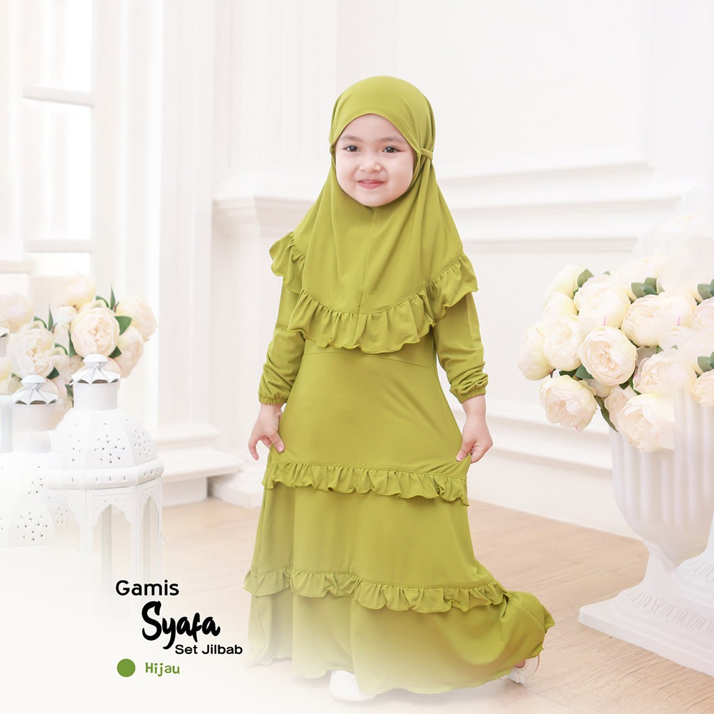Gamis Anak Perempuan 2–8 thn Set Jilbab Syari | Baju Muslim Anak Terbaru Spesial Ramadhan Terkini