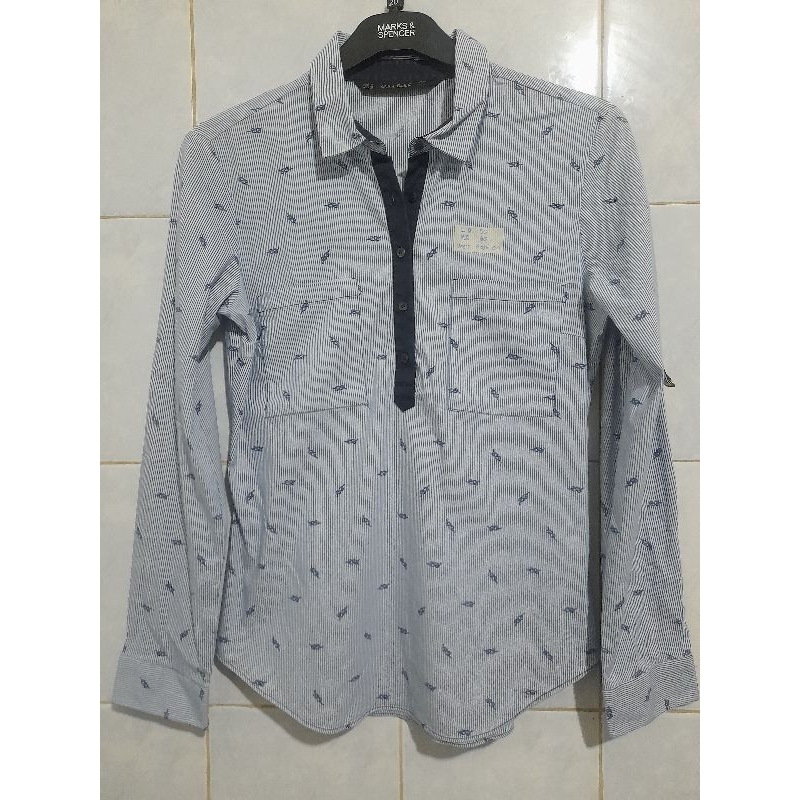 Kemeja wanita salur biru