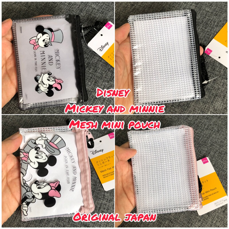 disney mickey minnie mouse mesh pouch original japan