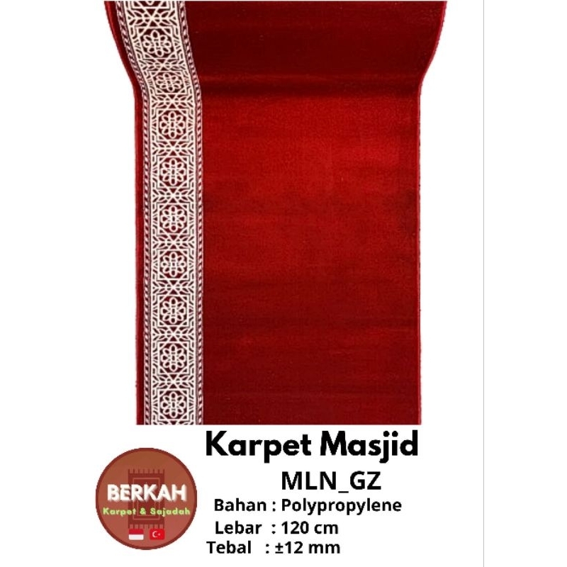 Karpet Masjid Semi Turki / Sajadah Meteran MLN_GZ Tebal 12 mm