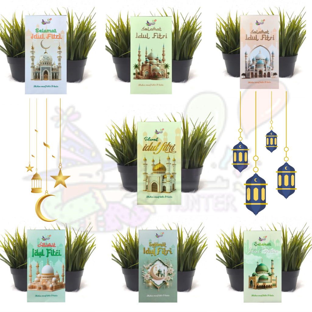 

50 Pcs Amplop Lebaran Idul Fitri / Angpao Lebaran ukuran L Kemasan Mika