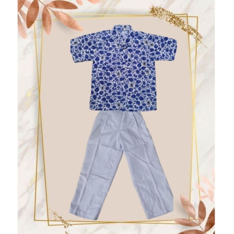 Seragam TK/Paud Batik Najwa Biru Baju Batik TK/Paud Batik Biru