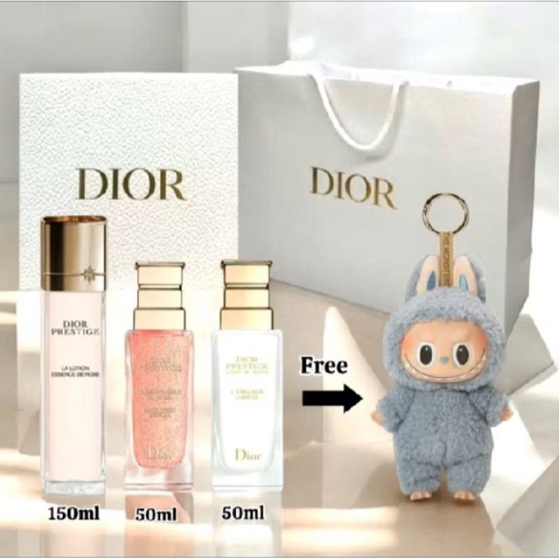 DIOR Gift Set Skincare Full Size isi 3item + Hard Box, Paper Bag & Free Labubu