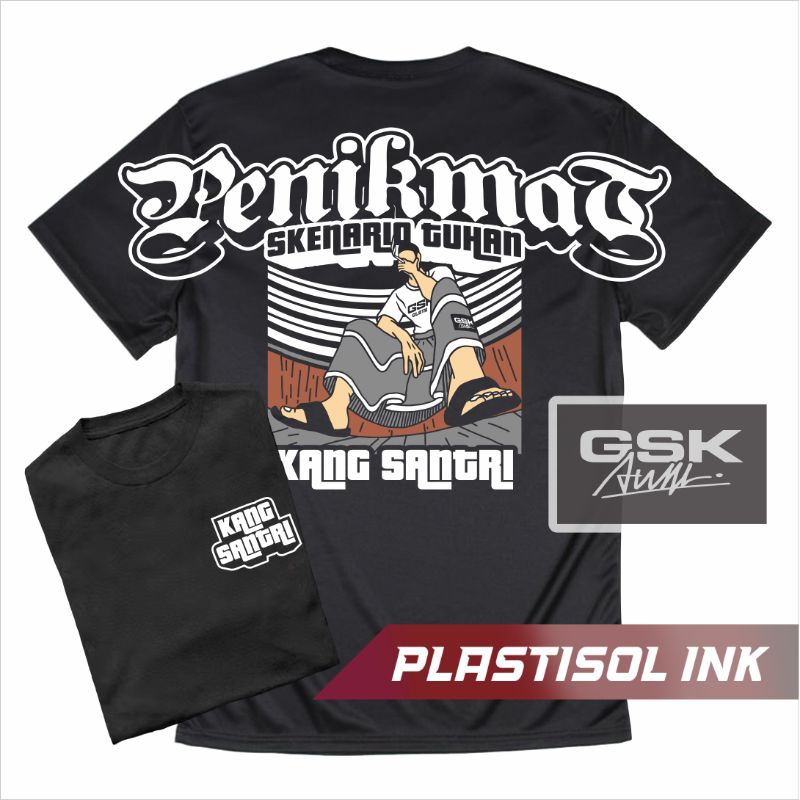 BAJU KAOS SANTRI 02 PENIKMAT KAUM SARUNGAN NU NGAJI NGOPI pria wanita