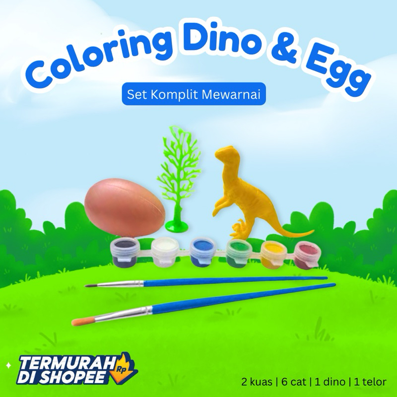 Mainan DIY COLORING DINO + EGG / mewarnai dino dan telur painting dino telur [EDUFUNTOYS]