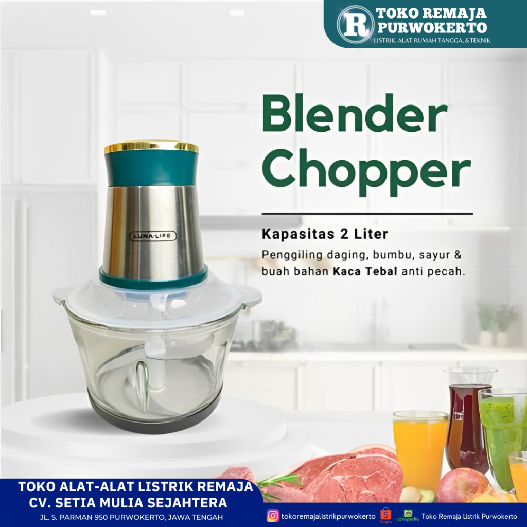 Chopper Daging Stainless | Kaca Luna Life