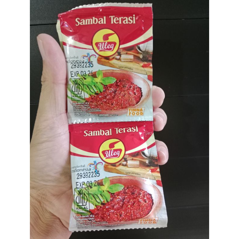

Sambal Terasi Uleg Kemasan 1 Renceng isi 10 Sachet