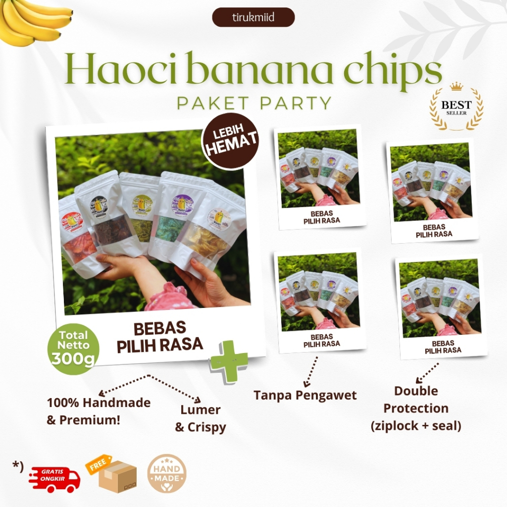 

Paket Party Haoci Banana Chips – 5 Rasa dalam 1 Paket | Keripik Pisang Cokelat Lumer