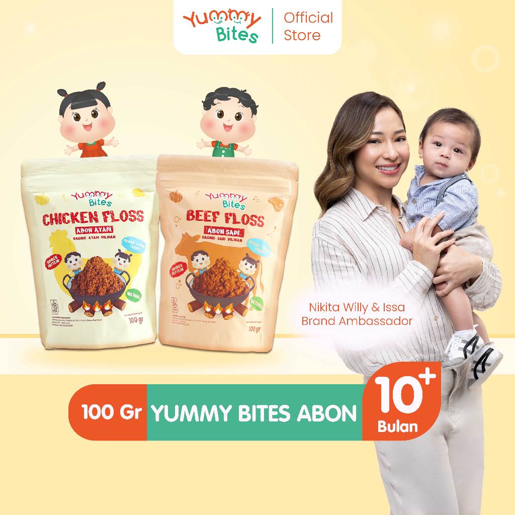 

[NIKITA WILLY EXCLUSIVE] Yummy Bites Abon Mpasi & Anak 100 GR [Abon Ayam, Abon Sapi] - BB Booster - NO MSG