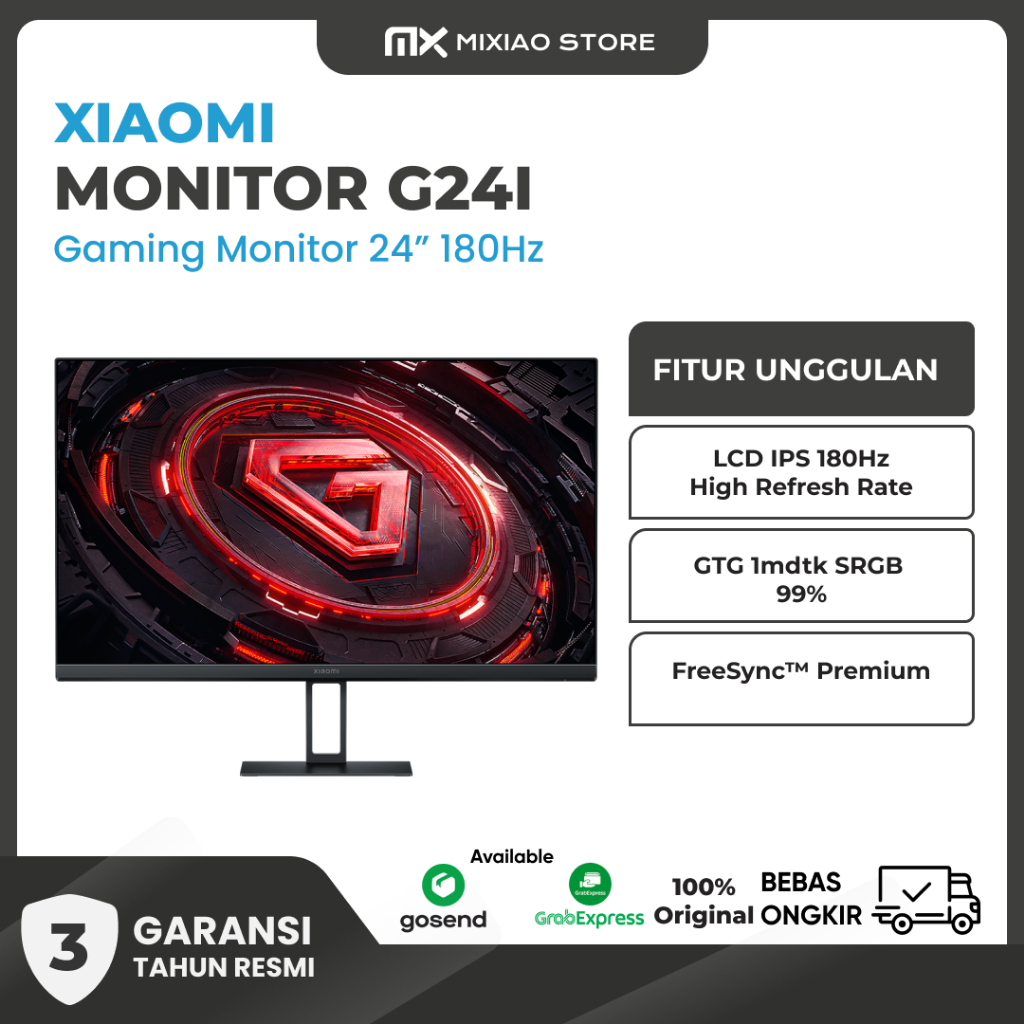 Xiaomi Gaming Monitor 24 Inch G24i LCD IPS 180 Hz GTG 1 mdtk 1080P Garansi Resmi