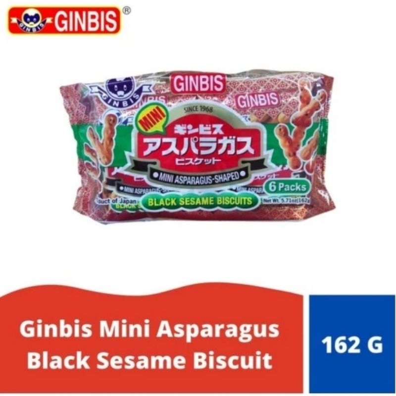 

Japan Ginbis Asparagus Shaped Black Sesame Bicuits 6 Packs 162g Mini Biscuit Snack Jepang Biskuit Wijen 135g
