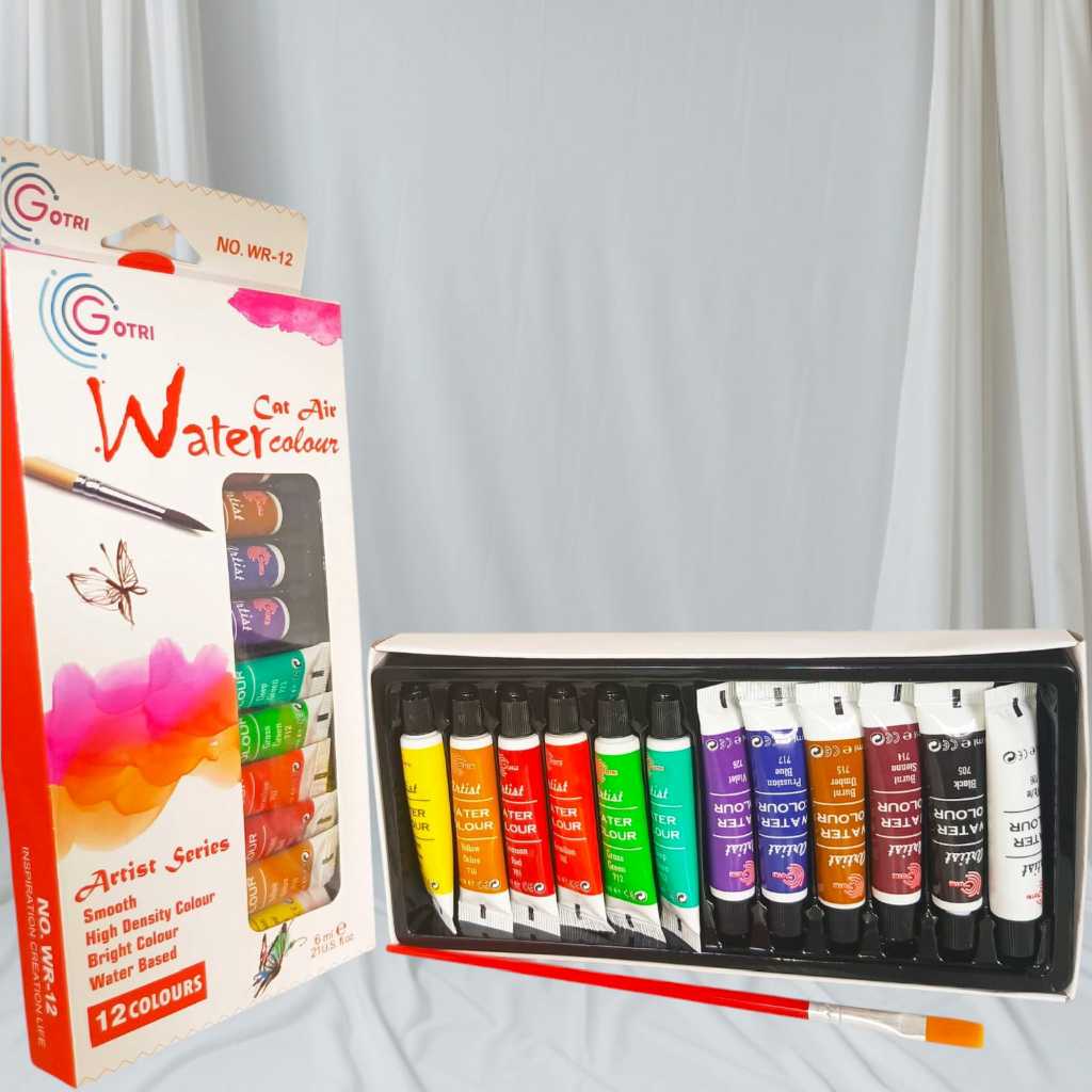 

Cat Air / Water colour Tube Set 12 Warna FREE KUAS