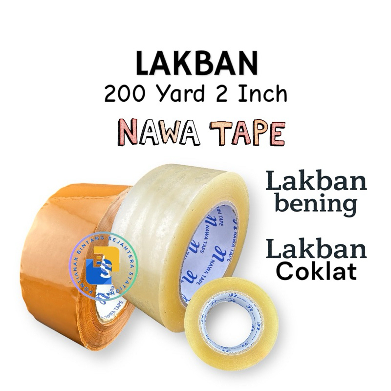 

Lakban Isolasi OPP Nawa Tape Coklat Bening 200 YARD 2 INCH