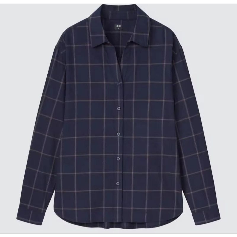 [Preloved Like New] Kemeja Flannel Uniqlo Navy size M