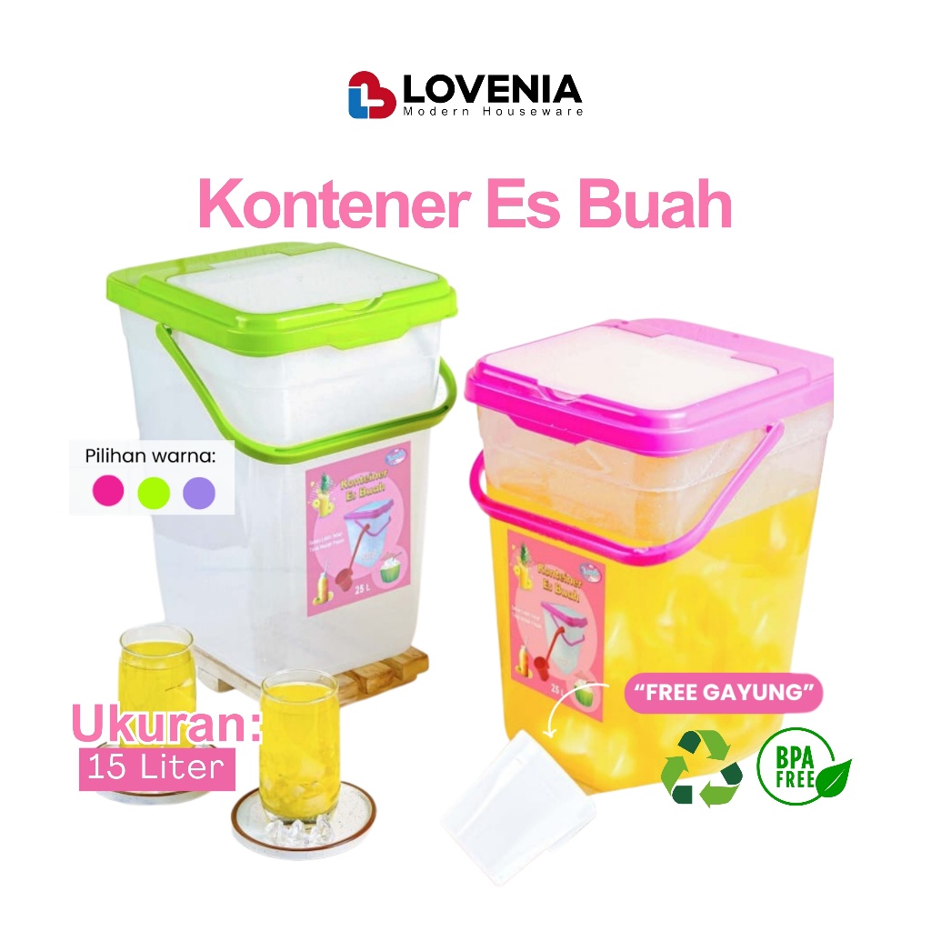 Lovenia [ Min. 3Pcs ] Toples Es Buah 15 Lt Bonus Gayung / Tempat Es buah Prasmanan dengan gagang