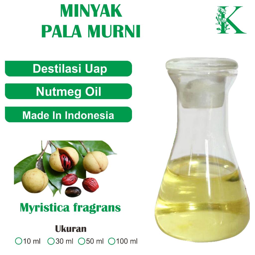 minyak pala biji murni asli tanpa campuran nutmeg oil minyak atsiri 10ml 30ml 50ml 100ml essential