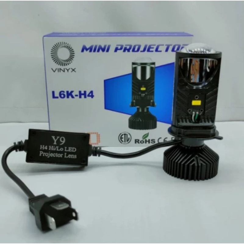 mini Projector Lens Led H4 L6K High Low Lampu Depan Motor Mobil