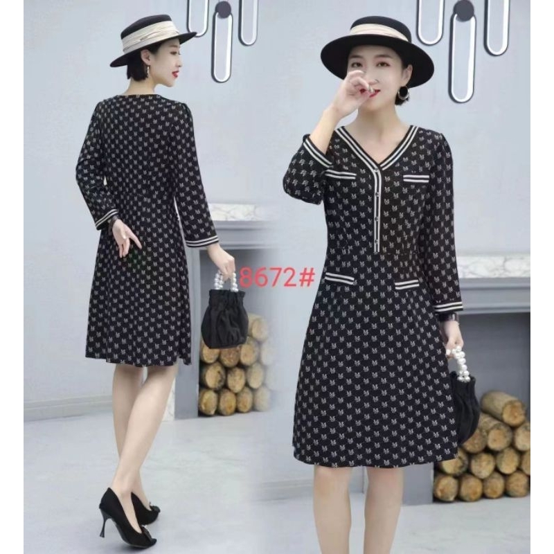 Midi dress wanita import bahan kaos/kode 255780