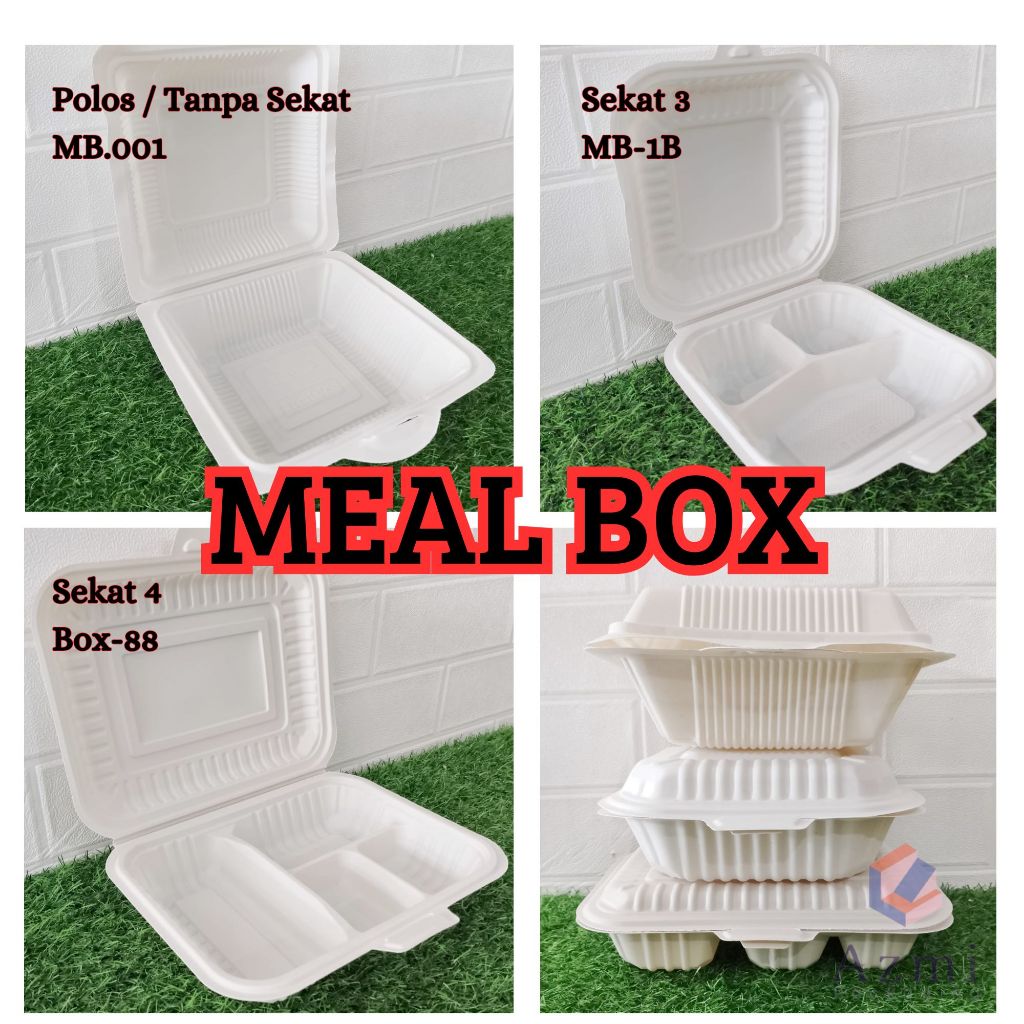 Meal Box Plastik Sekat 3 Sekat 4 dan Polos Cap Merak Mika Box Makanan