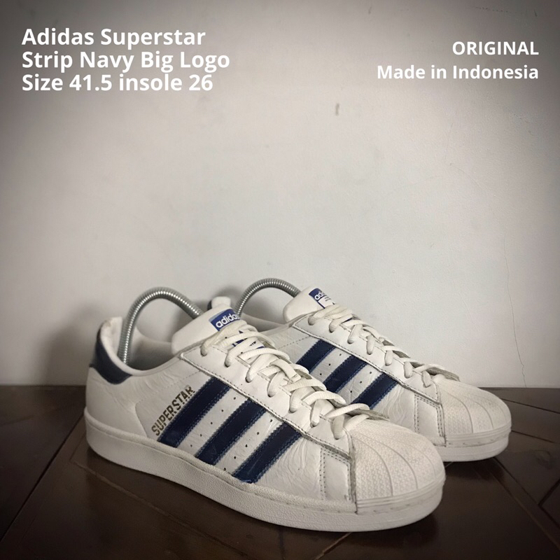 Adidas Superstar Strip Navy Big Logo size 41.5 Indonesia
