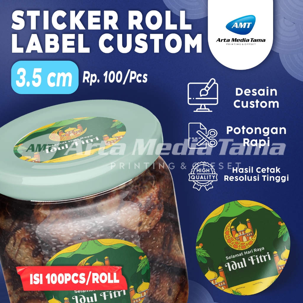 

(ISI 500PCS / ROLL) STIKER CUSTOM ROLL LABEL TOPLES | KEMASAN UK 3,5 cm
