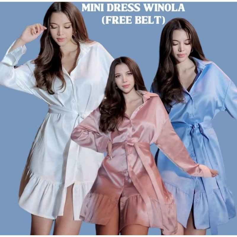 - BANGKOK MEDAN - READY MINI DRESS WINOLA + FREE BELT / DRESS WANITA BY COTTON CANDY