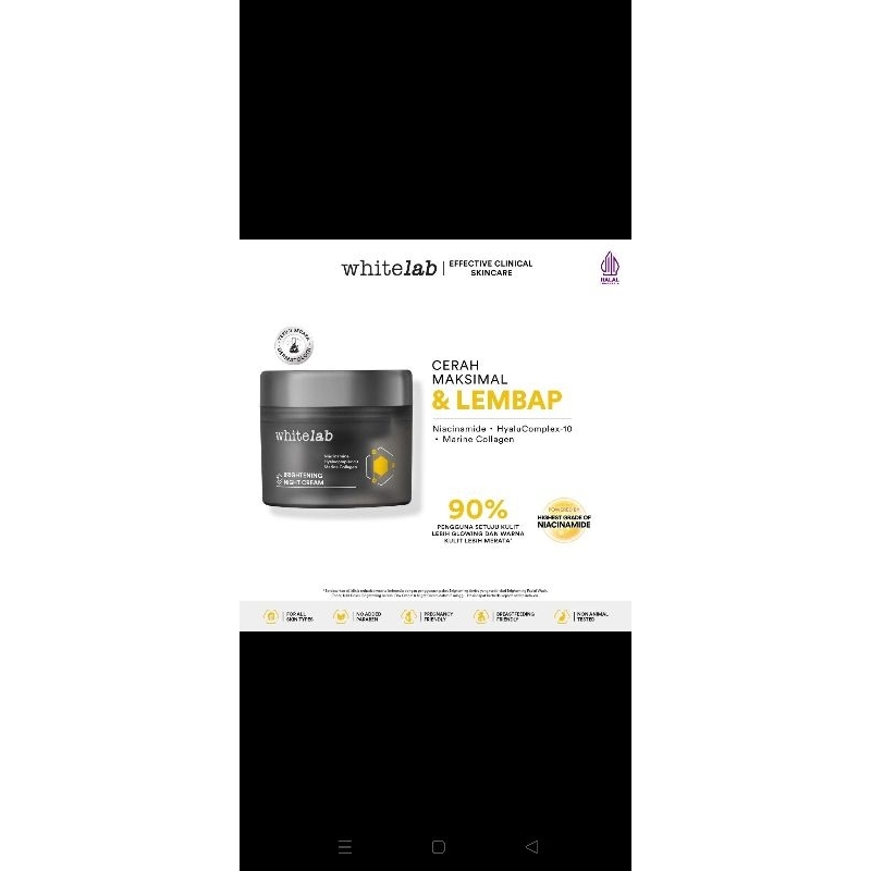 Nama Produk :￼Whitelab 6pcs Brightening Paket Wajah - Facial Wash, Toner, Serum, Moisturizer, Sunscr