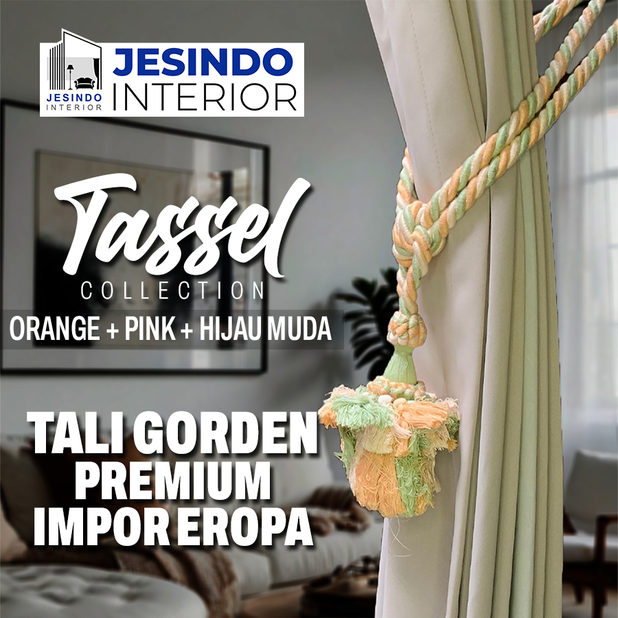 Tali Ikatan Gorden Gordyn Tassel Mewah Import Eropa Warna ORANGE + PINK + HIJAU MUDA