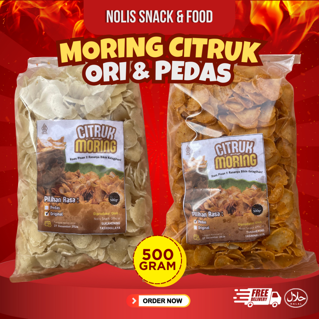 

500gr - Moring Citruk Kriuk Gurih Pedas Khas Tasikmalaya / Cemilan Molring Nolis Snack