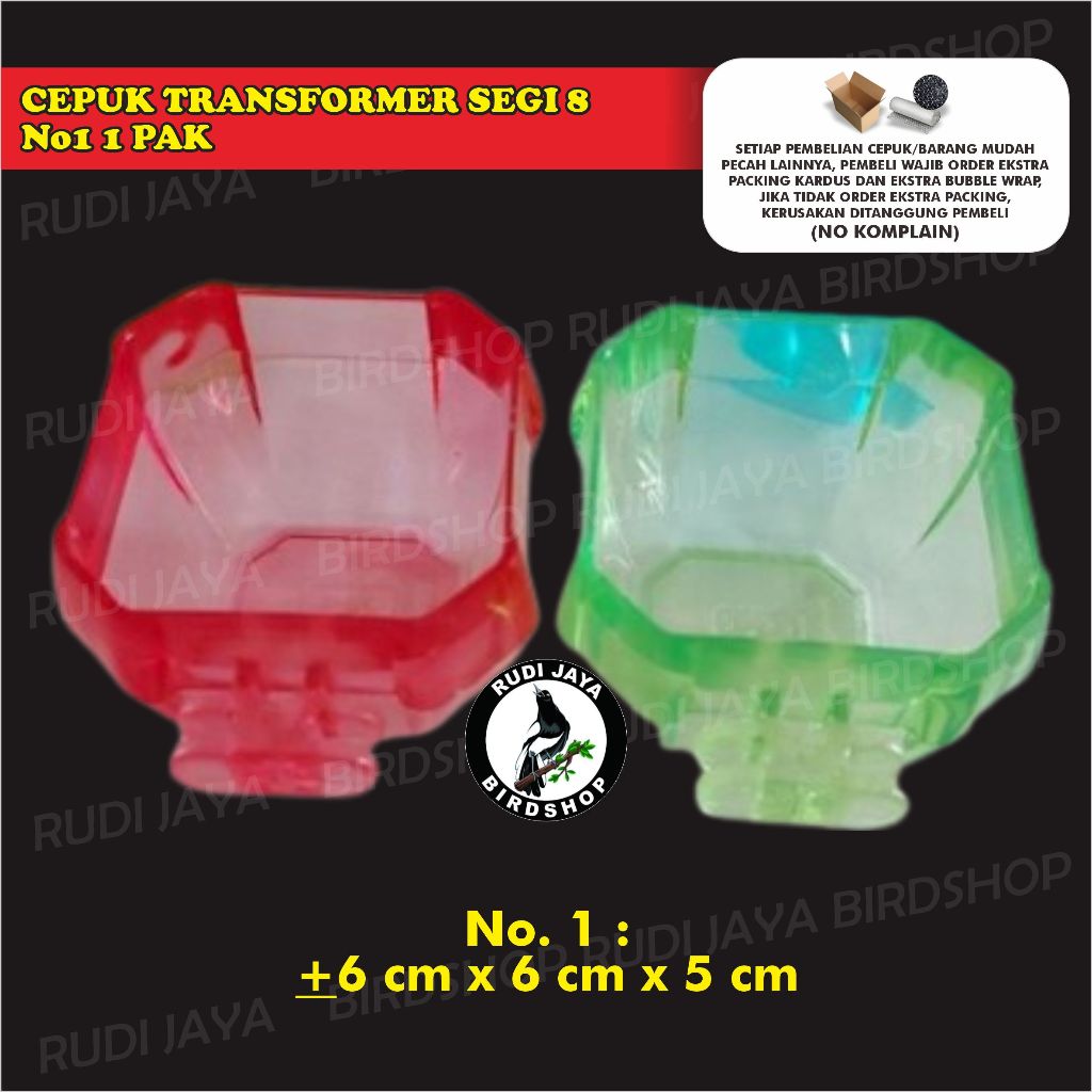 CEPUK TRANSFORMER SEGI 8 1 PAK ORIQ TANPA TUTUP TEMPAT PAKAN MAKANAN MINUM BURUNG MURAI KACER PLECI